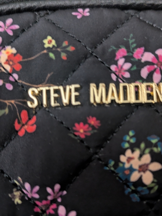 Steve Madden Black Quilted Floral Shoulder Bag with Gold Hardware main image 6